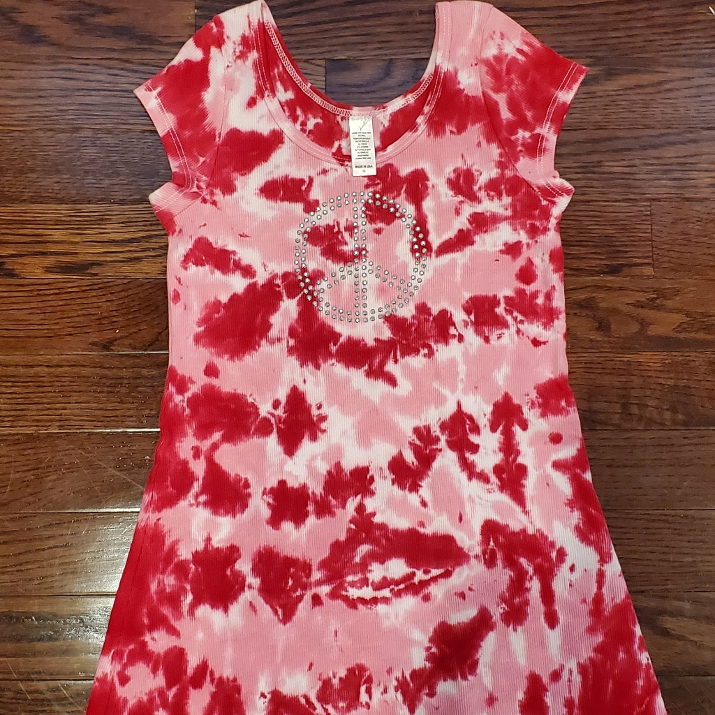 Undee Bandz Size 10 Girls Tie Dye Peace Dress